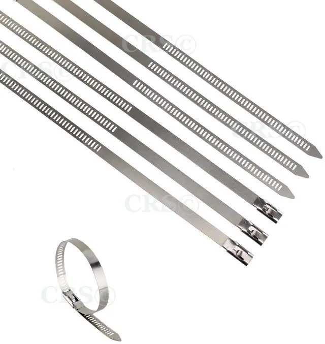 Main image of JC Performace Products USA (10 Pack) 310 Stainless Steel Cable Ties Positive Locking Ladder Hose Clamps