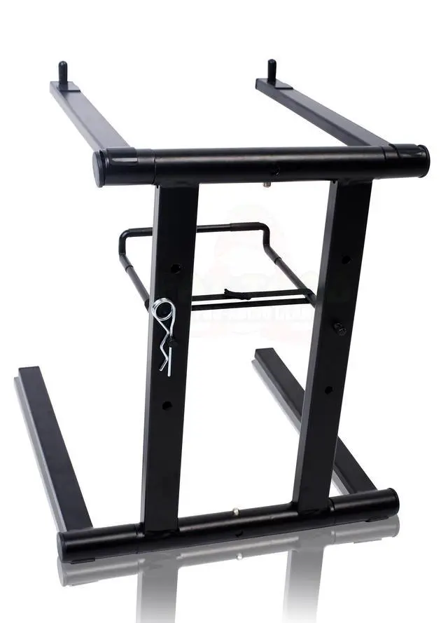 Alt view image 4 of 6 - Folding DJ Laptop Stand (QuickNEST Series) with Sub-Tray Shelf TableTop Rack For Mixer, iPad, Controller, Tablet, Stage Booth or Studio Use
