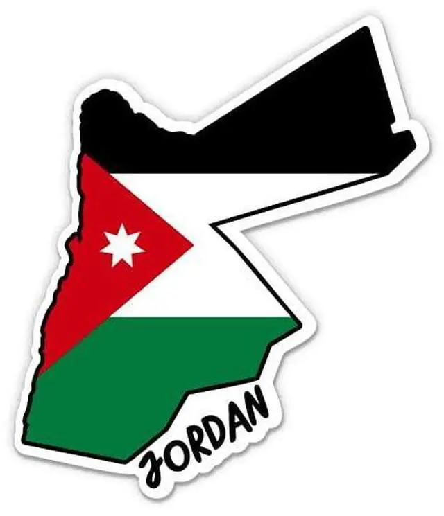 Main image of Jordan Map with Flag - Vinyl Sticker - Large Size - 12 in