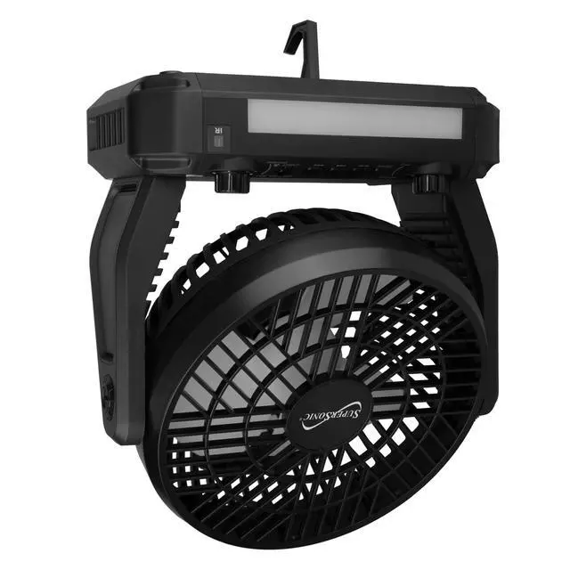 Alt view image 3 of 6 - SC-1076ERF Solar Powered Portable Fan with 6-Inch Fan Diameter, Adjustable 3 Wind Speed, Foldable Hanger Hook, LED Flashlight, Bluetooth, FM Radio, AUXUSB/mSD Inputs