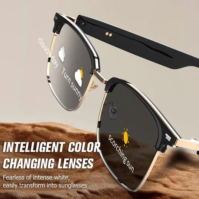 Alt view image 2 of 6 - Bluetooth Smart Glasses for Men Women Photochromic Sunglasses Smart AI Music Glass with Speakers for iPhone Android