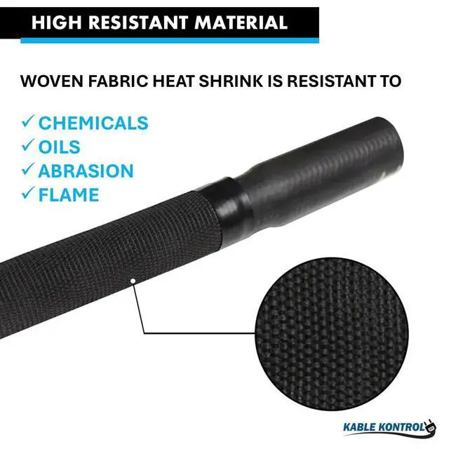 Alt view image 6 of 6 - Fabric Heat Shrink Braided Sleeving 2 Inch - 25' Ft Long, PET & Polyolefin Heavy Duty Cable Sleeving Sheath - 2:1 Industrial Wiring Harness for Electrical Wire Insulation - Black