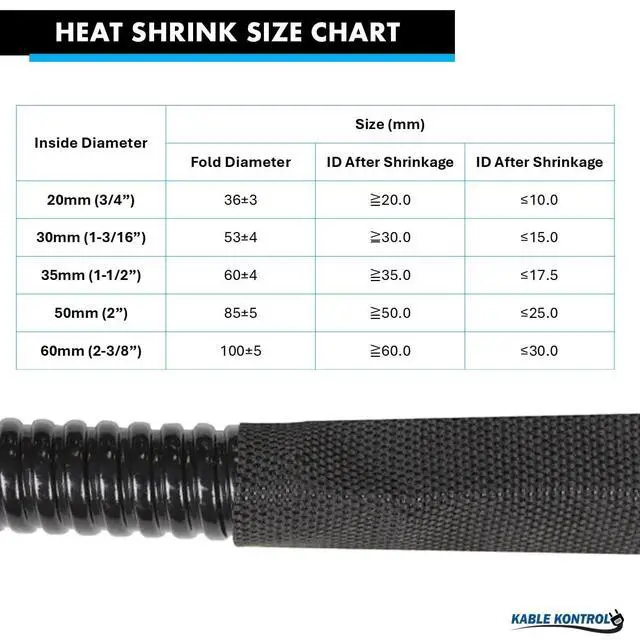 Alt view image 4 of 6 - Fabric Heat Shrink Braided Sleeving 3/4 Inch - 25' Ft Long, PET & Polyolefin Heavy Duty Cable Sleeving Sheath - 2:1 Industrial Wiring Harness for Electrical Wire Insulation - Black