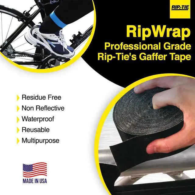 Alt view image 2 of 3 - RipWrap Blue 1/2" x 30' Non-Adhesive Reusable Cable Strap Tape Roll - Gaffers Tape Strength No Residue, Tear by Hands, Self-Gripping w/Hook & Loop Fastener, Made in USA