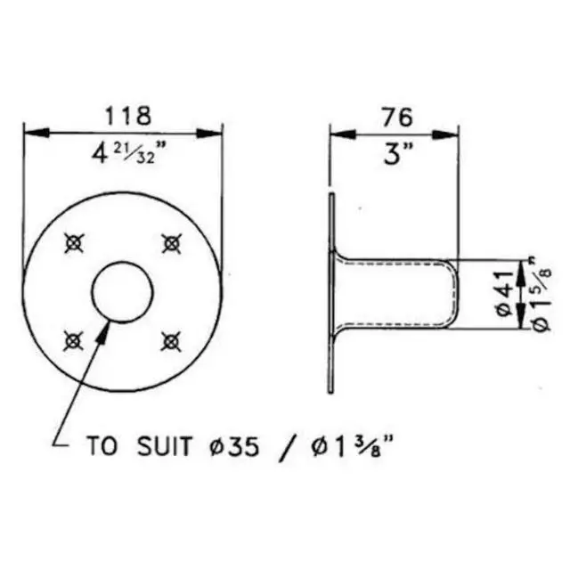 Alt view image 2 of 2 - M1551 Recessed Steel Speaker Stand Cup for 1-3/8" Pole