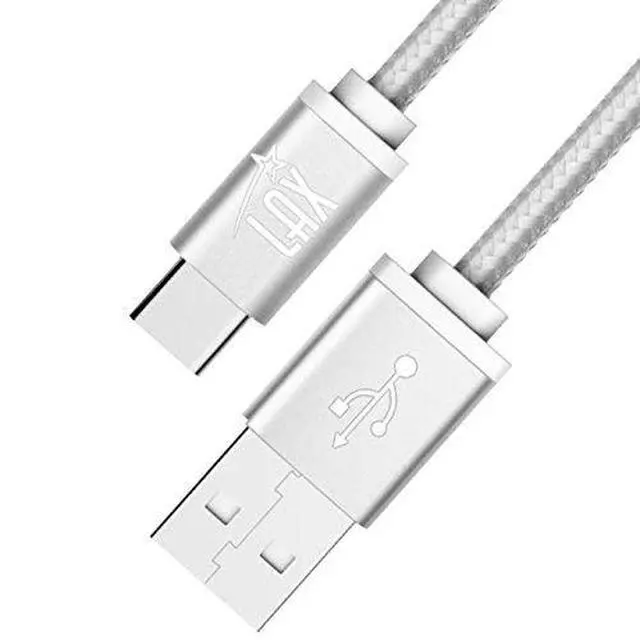 Alt view image 3 of 4 - Gadgets 6ft Silver USB C to USB A Nylon Braided Charging & Data Transfer Cable Compatible with Samsung Gay, Apple MacBook & More