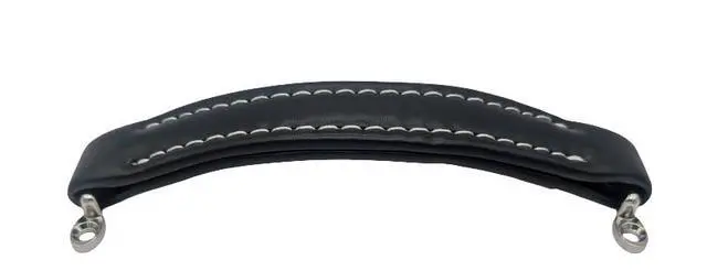 Alt view image 2 of 5 - Black Leather Style Amp Handle (Black w/White Stiching + Hardware) RH-0586-BW
