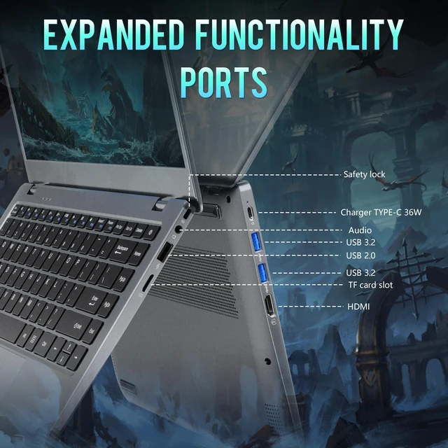 Alt view image 5 of 7 - Ningmei NLR100 14 Inch FHD Laptop, AMD Athlon PRO 3045B (2Core 2Thread),16GB DDR4 RAM, 512GB M.2 SATA SSD, Backlit Keyboard, Privacy Camera Shutter, TypeC Charging, WiFi 5 Windows laptop