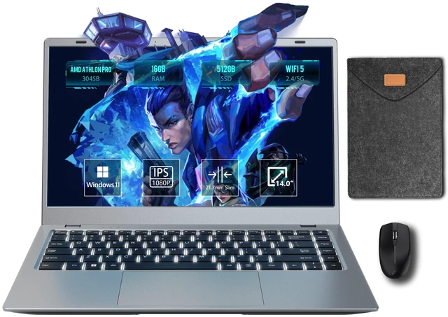 Main image of Ningmei NLR100 14 Inch FHD Laptop, AMD Athlon PRO 3045B (2Core 2Thread),16GB DDR4 RAM, 512GB M.2 SATA SSD, Backlit Keyboard, Privacy Camera Shutter, TypeC Charging, WiFi 5 Windows laptop