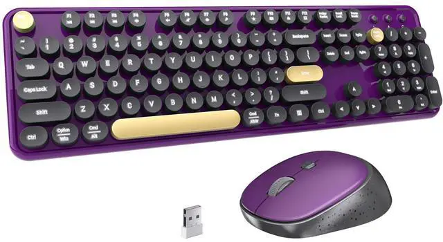 Main image of Keyboard and Mouse Wireless Black Purple