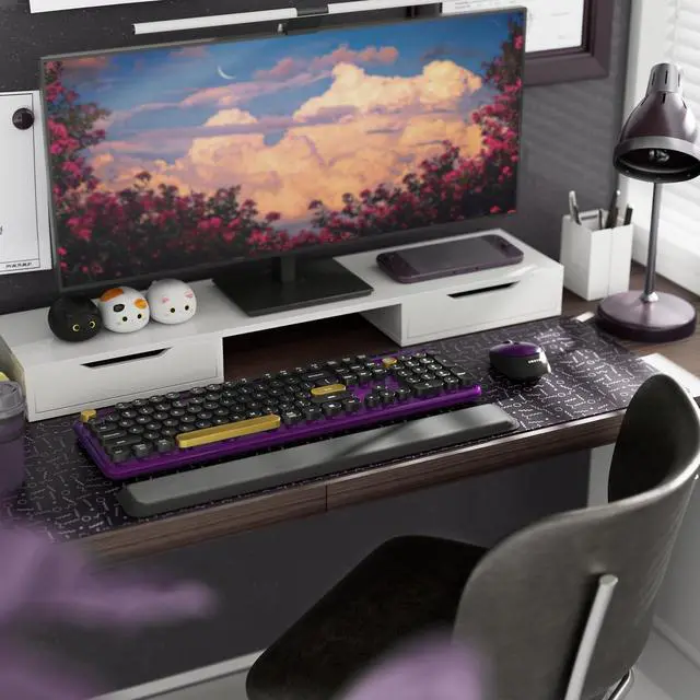 Alt view image 2 of 5 - Keyboard and Mouse Wireless Black Purple