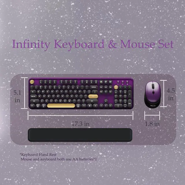 Alt view image 5 of 5 - Keyboard and Mouse Wireless Black Purple