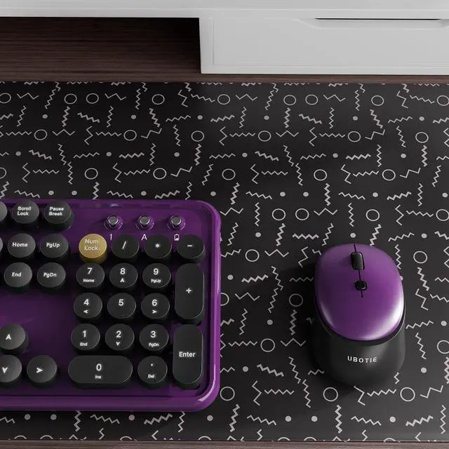 Alt view image 4 of 5 - Keyboard and Mouse Wireless Black Purple