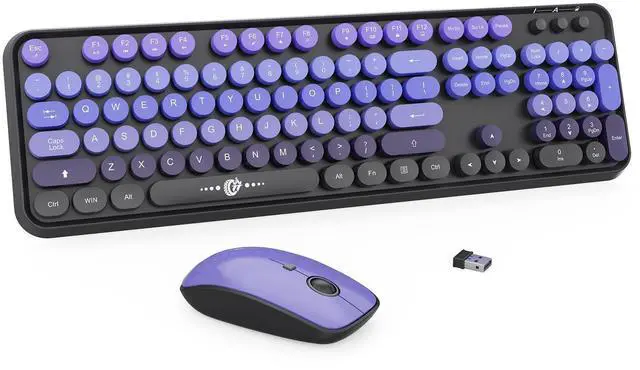 Main image of Purple Wireless Keyboard and Mouse Combo, Bubble Round Keys,for PC Laptop