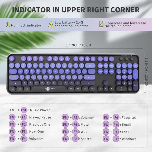 Alt view image 3 of 7 - Purple Wireless Keyboard and Mouse Combo, Bubble Round Keys,for PC Laptop
