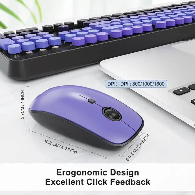 Alt view image 4 of 7 - Purple Wireless Keyboard and Mouse Combo, Bubble Round Keys,for PC Laptop
