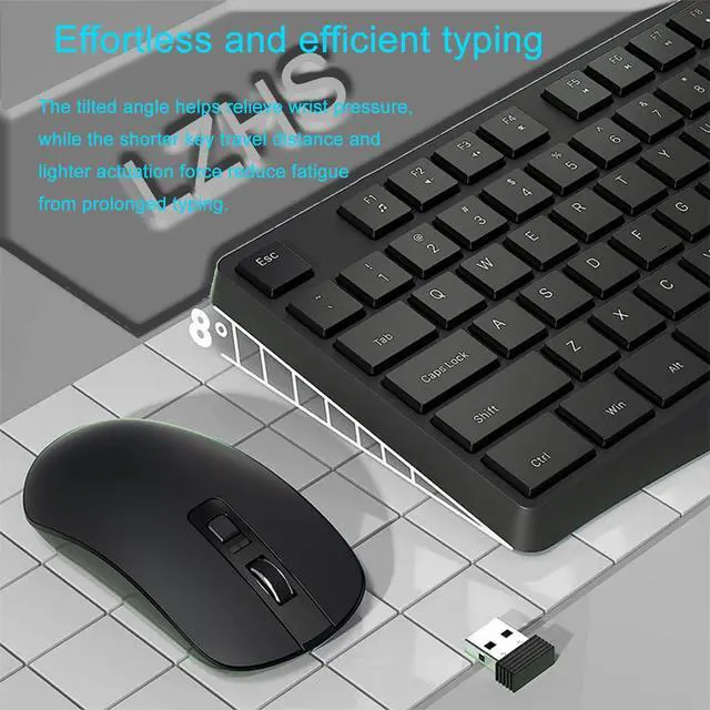 Alt view image 2 of 7 - Wireless Keyboard and Mouse Combo for Office, Full-Size Low-Profile Keyboard with 2.4GHz USB Receiver for PC