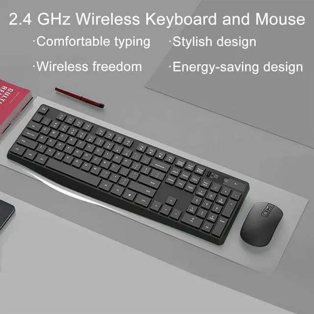 Alt view image 5 of 7 - Wireless Keyboard and Mouse Combo for Office, Full-Size Low-Profile Keyboard with 2.4GHz USB Receiver for PC