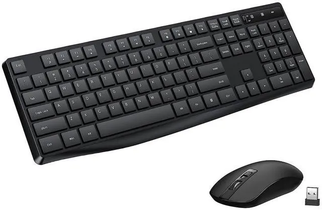 Main image of Wireless Keyboard and Mouse Combo for Office, Full-Size Low-Profile Keyboard with 2.4GHz USB Receiver for PC