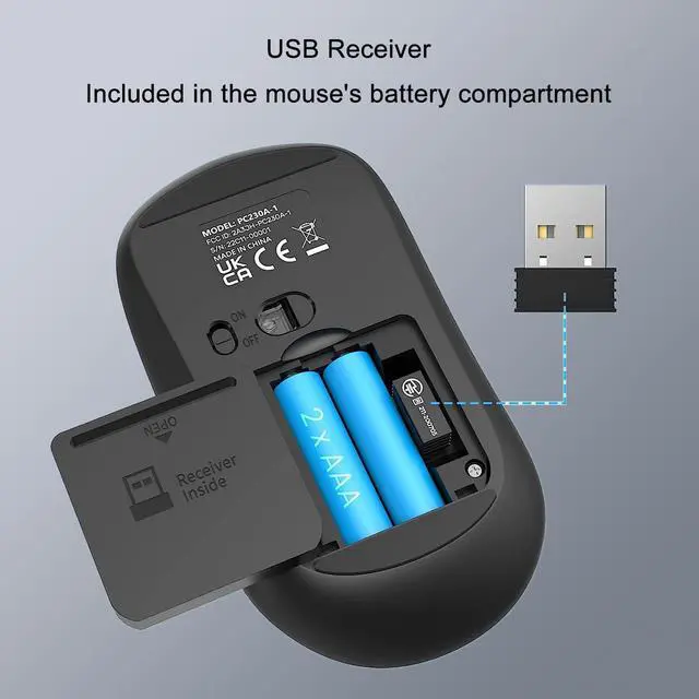 Alt view image 7 of 7 - Wireless Keyboard and Mouse Combo for Office, Full-Size Low-Profile Keyboard with 2.4GHz USB Receiver for PC