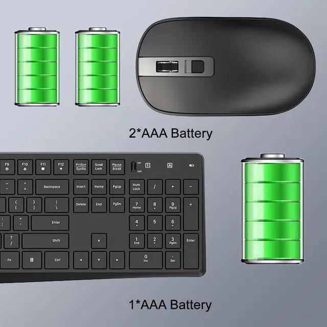 Alt view image 6 of 7 - Wireless Keyboard and Mouse Combo for Office, Full-Size Low-Profile Keyboard with 2.4GHz USB Receiver for PC