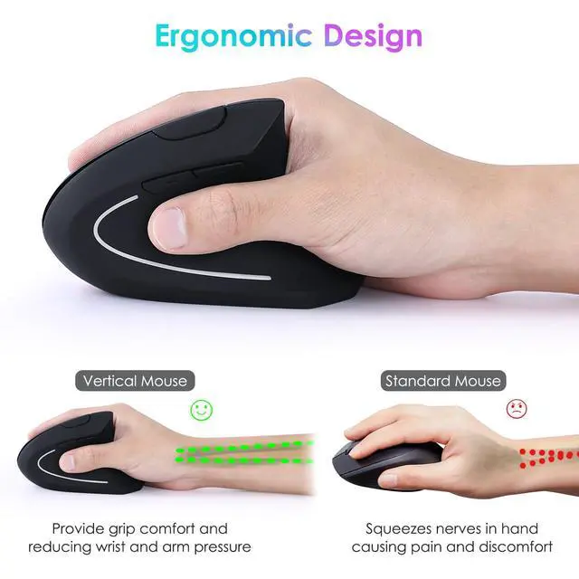Alt view image 4 of 7 - Full-Size Ergonomic Keyboard and Mouse, 2.4GHz Wireless Keyboard and vertical Mouse with Tablet Phone Holder, Wrist Rest for Computer Mac PC Laptop Chromebook, Black