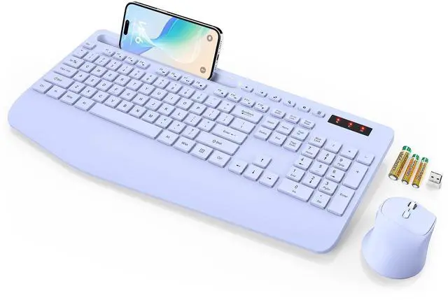Main image of Wireless Keyboard and Mouse Combo, Full Size, Ergonomic Wrist Rest