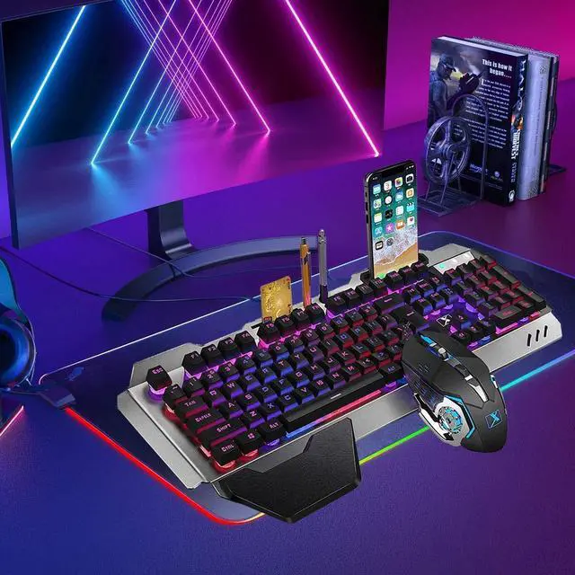 Alt view image 2 of 7 - Wired Gaming Keyboard and Mouse Combo with Large RGB Mouse Pad, Black
