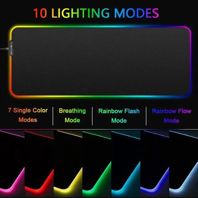 Alt view image 3 of 7 - Wired Gaming Keyboard and Mouse Combo with Large RGB Mouse Pad, Black
