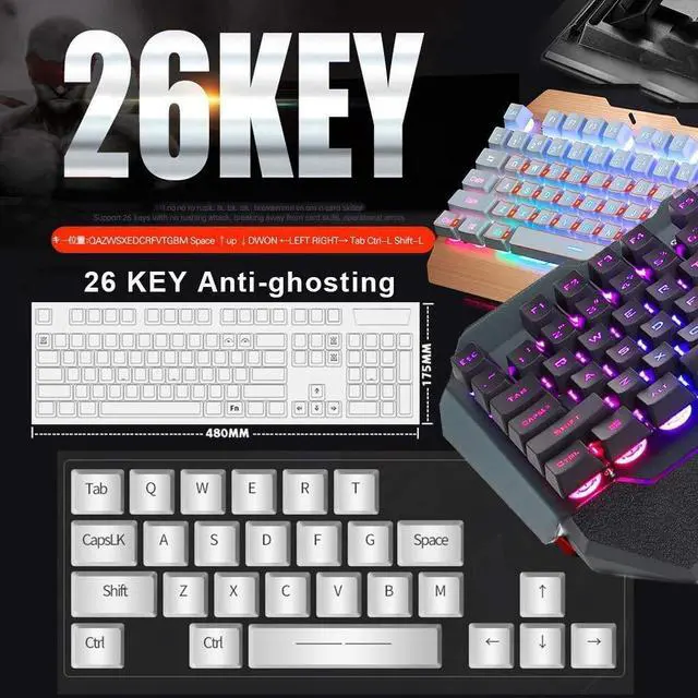 Alt view image 6 of 7 - Wired Gaming Keyboard and Mouse Combo with Large RGB Mouse Pad, Black