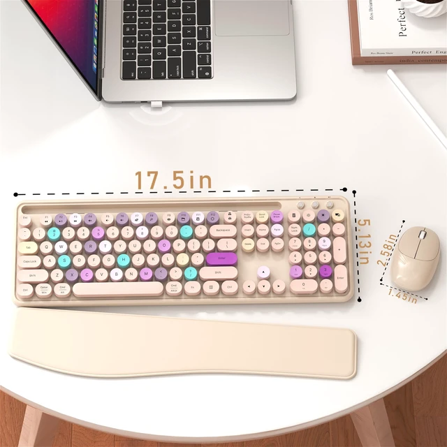 Alt view image 6 of 6 - Wireless Keyboard and Mouse Combo with Phone Holder (Khaki)