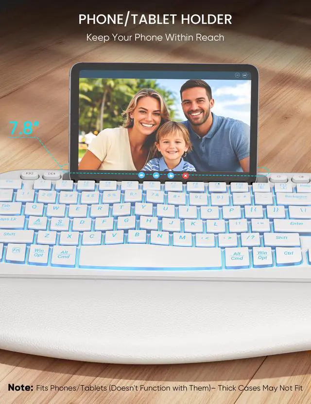 Alt view image 4 of 7 - Wireless Keyboard and Mouse Combo, Ergonomic Wave with Wrist Rest