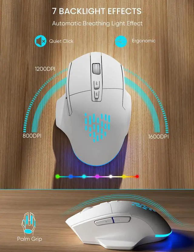 Alt view image 6 of 7 - Wireless Keyboard and Mouse Combo, Ergonomic Wave with Wrist Rest