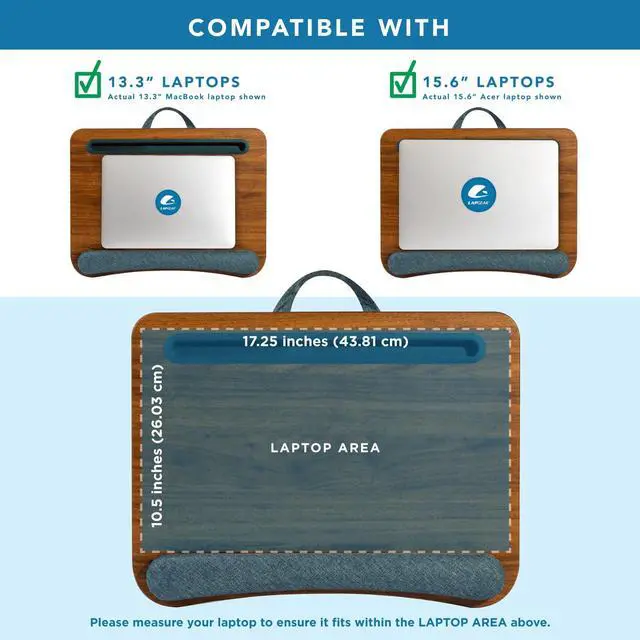 Alt view image 3 of 7 - Portable Laptop Lap Desk Espresso Woodgrain, Fits 15.6" Laptops