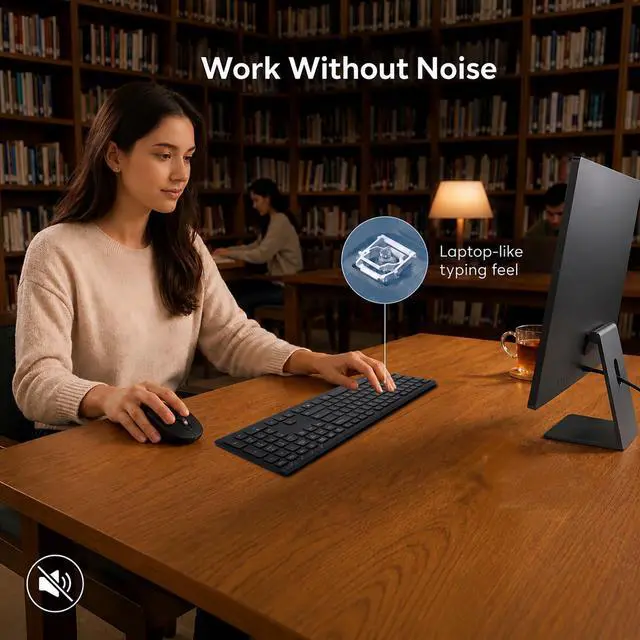 Alt view image 4 of 7 - Wireless Keyboard and Mouse Combo, Multi-Device, Silent (Black)
