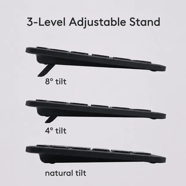 Alt view image 5 of 7 - Wireless Keyboard and Mouse Combo, Multi-Device, Silent (Black)