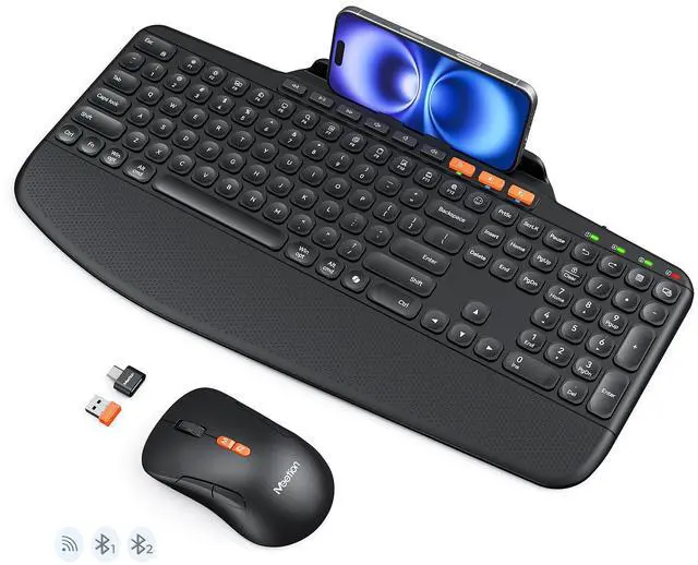 Main image of Bluetooth Wireless Keyboard Mouse Combo with Tablet Holder