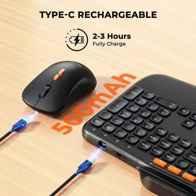 Alt view image 6 of 7 - Bluetooth Wireless Keyboard Mouse Combo with Tablet Holder