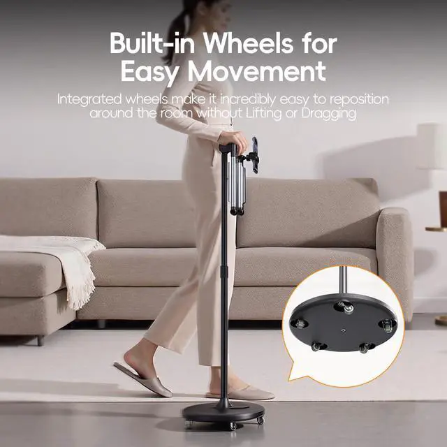 Alt view image 4 of 7 - Floor Phone Stand for Recording, Overhead Phone Mount with Wheels and Weight Base, Free Rotation Aluminum Digital Heavy Duty Stand with Adjustable Angles & Height for Content Creation