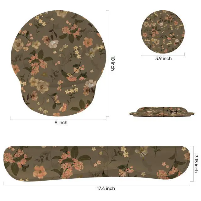 Alt view image 2 of 7 - Ergonomic Keyboard Mouse Pad Wrist Rest Support Set for Laptop/Computer/Desktop,Memory Foam Hand Rest Wrist Cushion for Gaming/Office,Lightweight Comfortable & Pain Relief (Flowers)