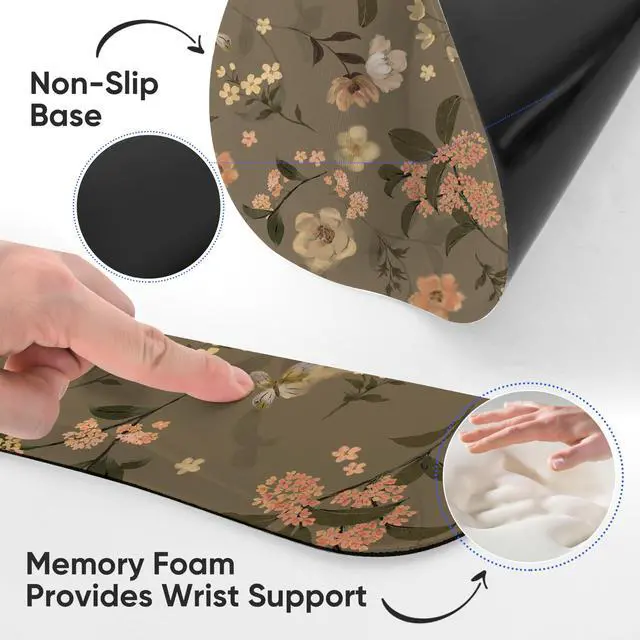 Alt view image 3 of 7 - Ergonomic Keyboard Mouse Pad Wrist Rest Support Set for Laptop/Computer/Desktop,Memory Foam Hand Rest Wrist Cushion for Gaming/Office,Lightweight Comfortable & Pain Relief (Flowers)