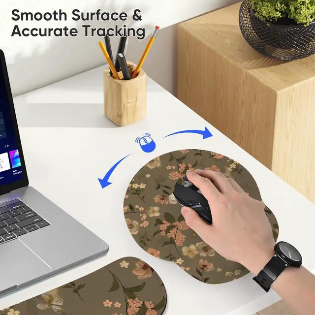 Alt view image 6 of 7 - Ergonomic Keyboard Mouse Pad Wrist Rest Support Set for Laptop/Computer/Desktop,Memory Foam Hand Rest Wrist Cushion for Gaming/Office,Lightweight Comfortable & Pain Relief (Flowers)