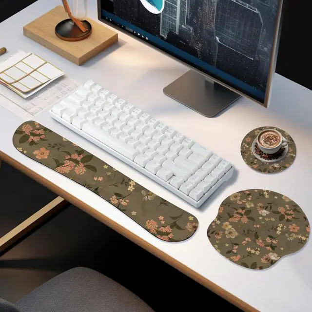 Alt view image 7 of 7 - Ergonomic Keyboard Mouse Pad Wrist Rest Support Set for Laptop/Computer/Desktop,Memory Foam Hand Rest Wrist Cushion for Gaming/Office,Lightweight Comfortable & Pain Relief (Flowers)