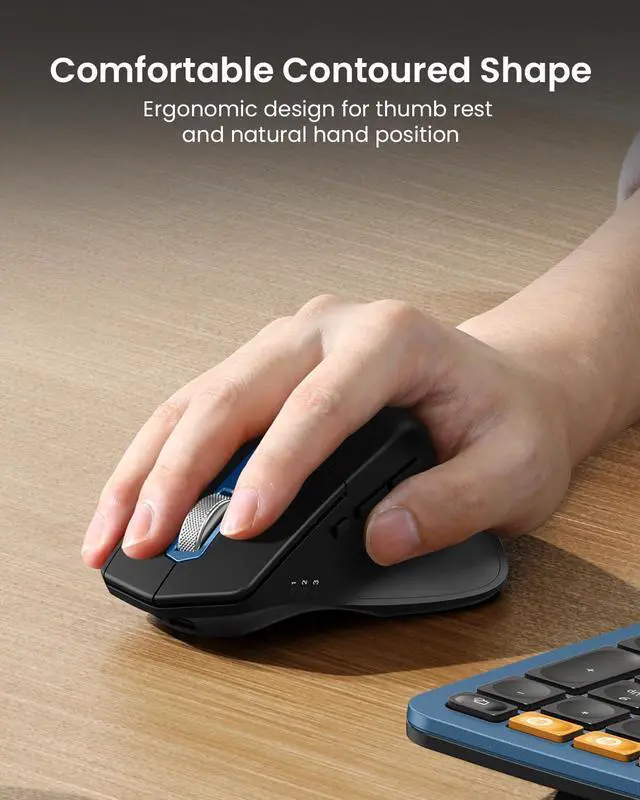 Alt view image 5 of 7 - EKM01 Plus Wireless Ergonomic Keyboard Mouse Combo - Blue