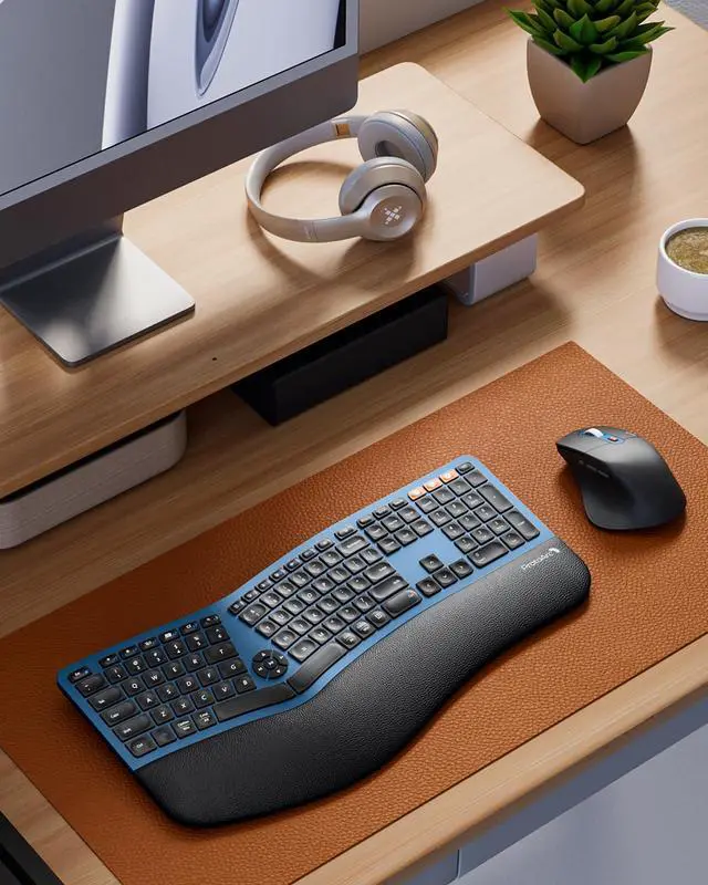 Alt view image 7 of 7 - EKM01 Plus Wireless Ergonomic Keyboard Mouse Combo - Blue