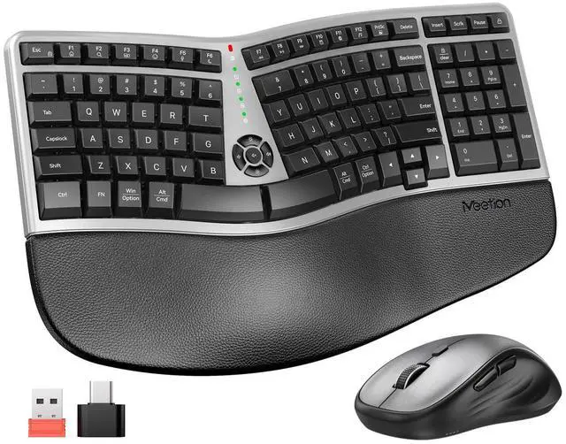 Main image of Ergonomic Wireless Keyboard Mouse, 2.4GHz Split Palm Rest Keyboard