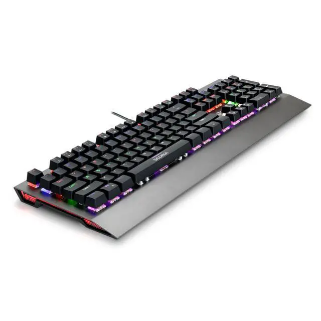 Alt view image 4 of 7 - ENHANCE LED Mechanical Gaming Keyboard - Red Switches 104 Backlit Keys Pro Series FPS/MOBA Brushed Aluminum Metal - Anti Ghosting, N-Key Rollover, 10 Lighting Modes - Scoria Tournament Keyboard