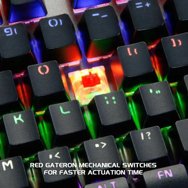 Alt view image 5 of 7 - ENHANCE LED Mechanical Gaming Keyboard - Red Switches 104 Backlit Keys Pro Series FPS/MOBA Brushed Aluminum Metal - Anti Ghosting, N-Key Rollover, 10 Lighting Modes - Scoria Tournament Keyboard