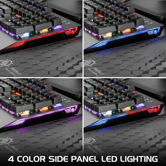 Alt view image 6 of 7 - ENHANCE LED Mechanical Gaming Keyboard - Red Switches 104 Backlit Keys Pro Series FPS/MOBA Brushed Aluminum Metal - Anti Ghosting, N-Key Rollover, 10 Lighting Modes - Scoria Tournament Keyboard