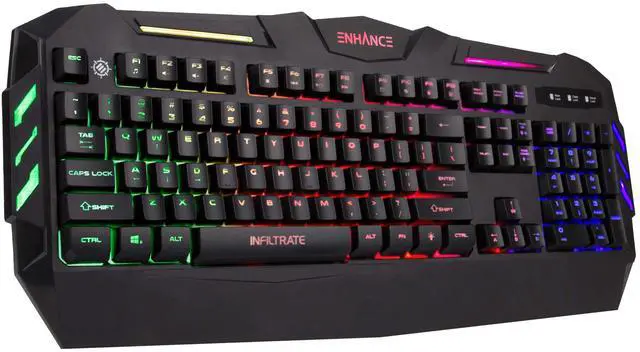 Main image of Infiltrate KL1 LED Gaming Keyboard - Multi Color Backlit Keyboard with 2 Lighting Modes, Spill Resistant Design, USB Braided Cable - 19 Key Rollover, Anti-Ghosting, & Multimedia Keys